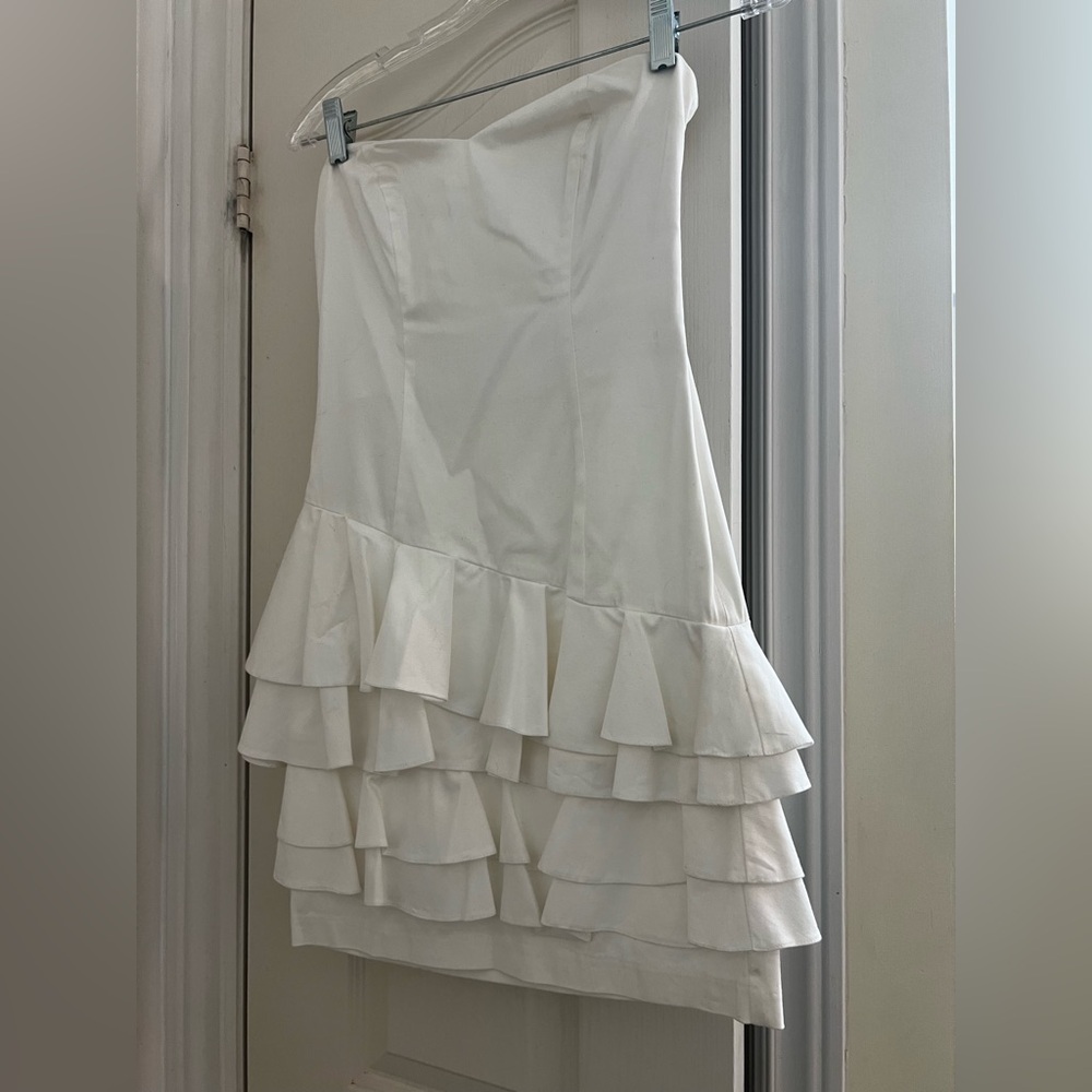 ASOS Ruffle Hem Cocktail White Dress XWCDR1070138